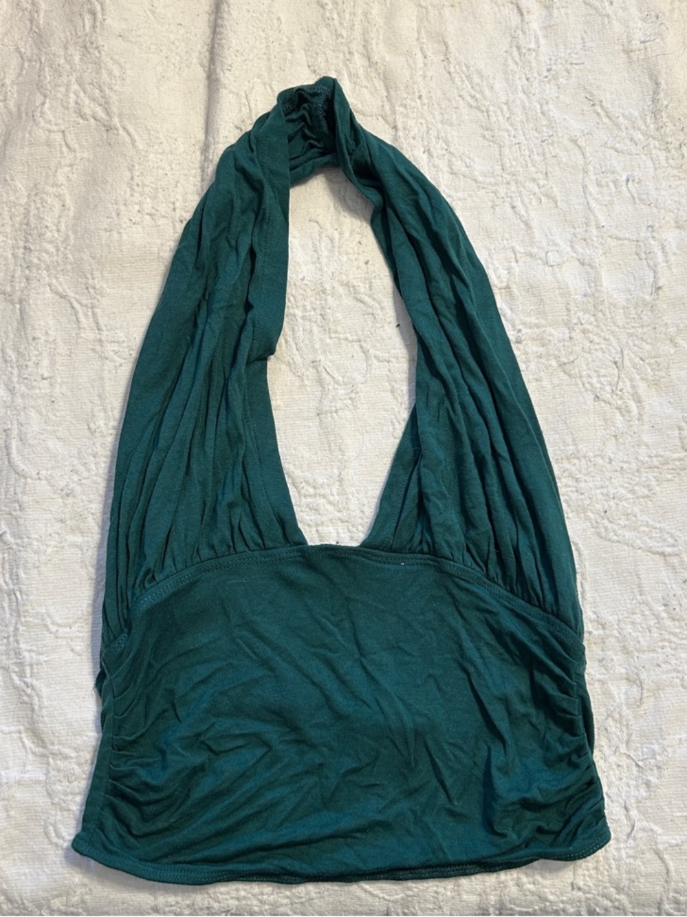 Free People dark green halter neck crop top